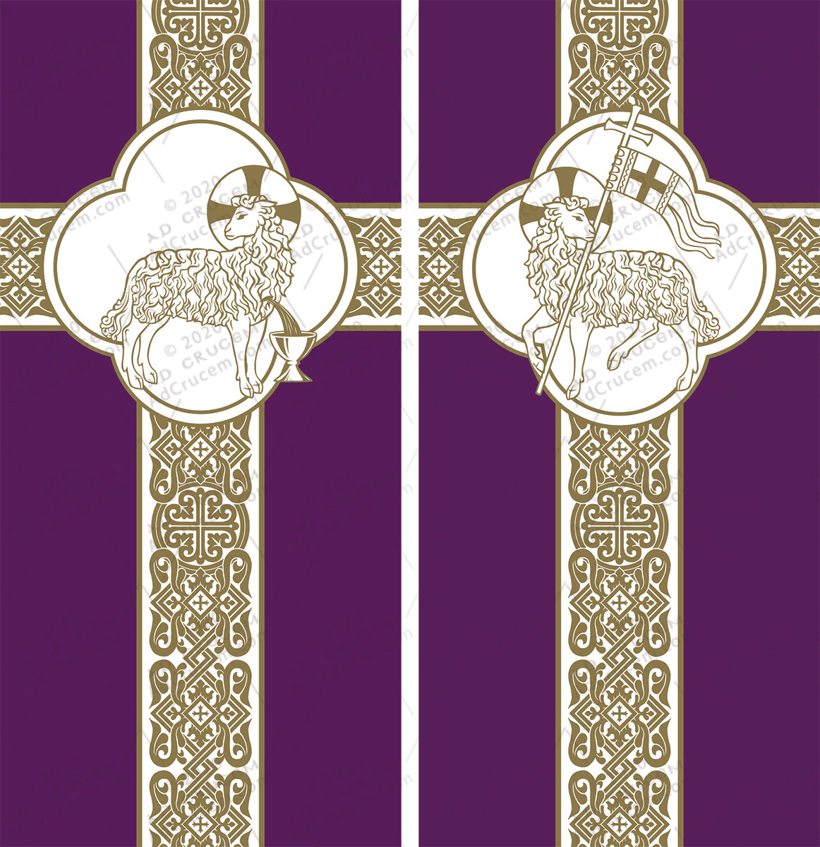 Ad Crucem Lenten Banner Set in Violet -  Agnus Dei