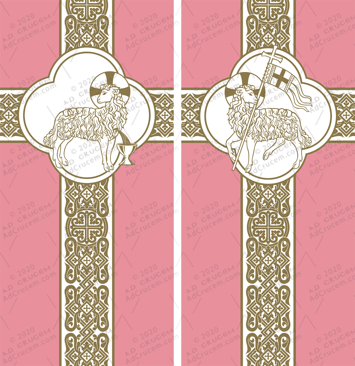 Ad Crucem Agnus Dei Banner Set in Rose Pink