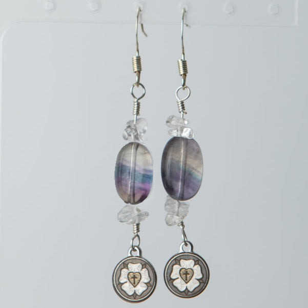 Jennifer’s Rainbow Fluorite Luther’s Rose Earrings