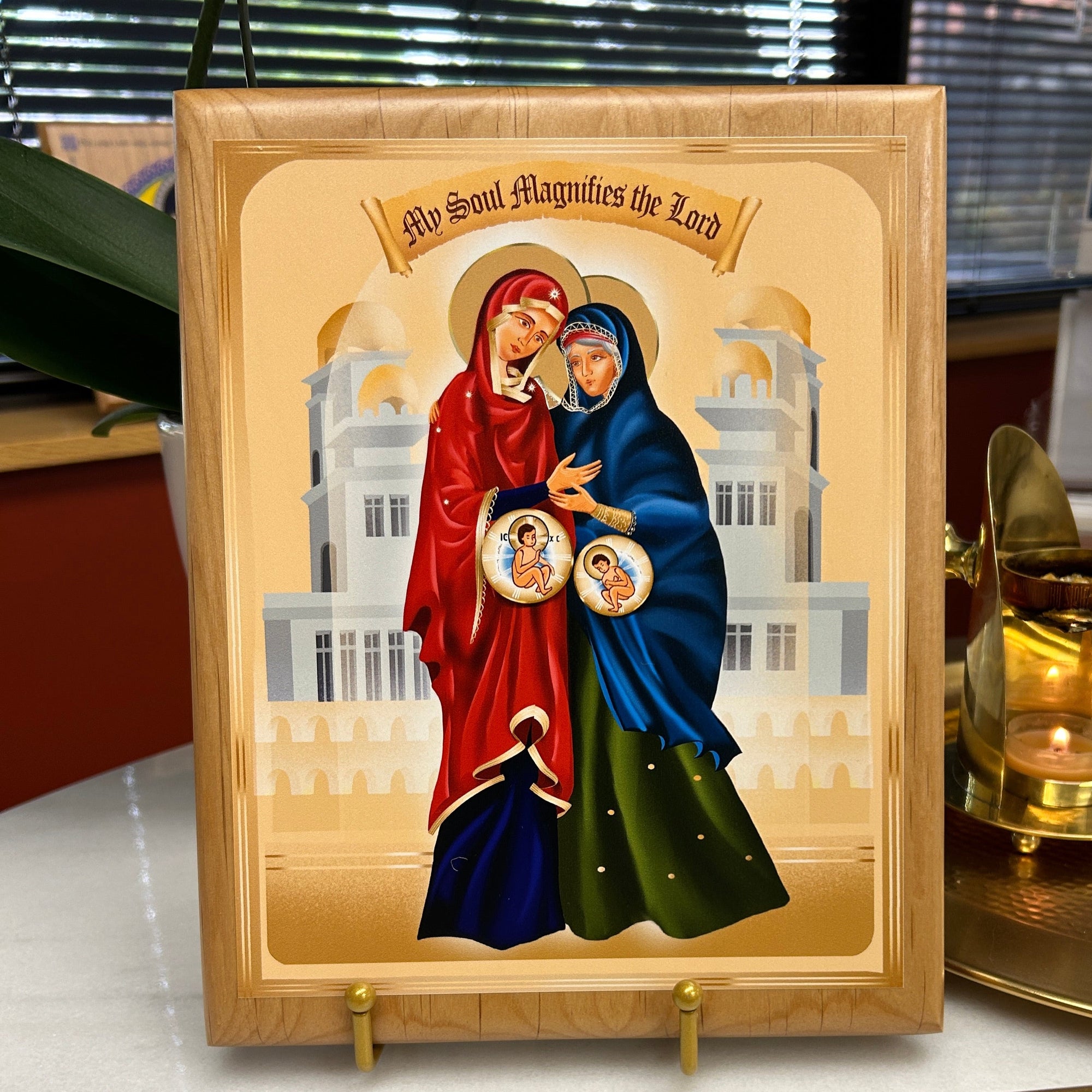 Ad Crucem Icon - Visitation of Mary and Elizabeth Rectangular