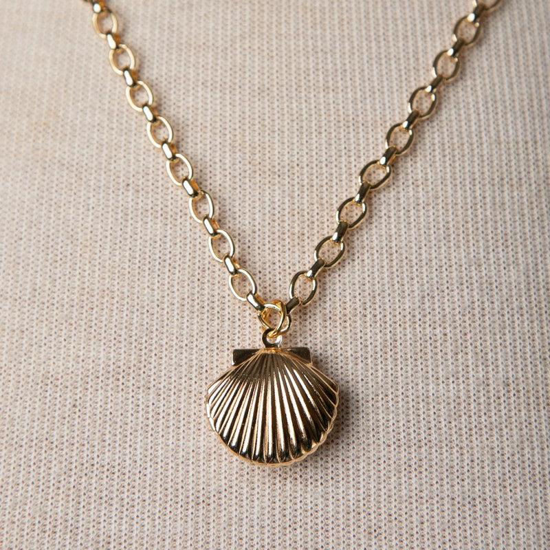 Jennifer’s Baptism Shell Locket Gold Plated Necklace