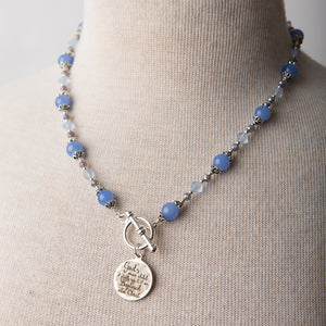 Jennifer’s Blue Glass and Crystal Baptism Necklace