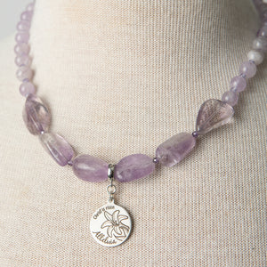 Jennifer’s Chunky Amethyst and Cubic Ziconia Alleluia Necklace