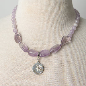 Jennifer’s Chunky Amethyst and Cubic Ziconia Alleluia Necklace