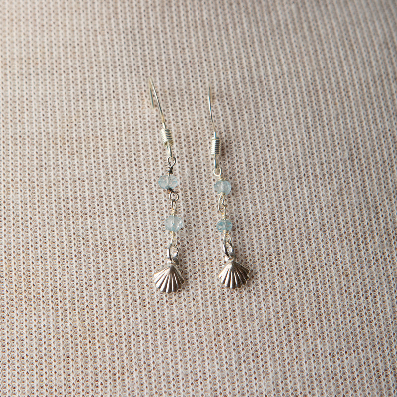 Jennifer’s Dainty Aquamarine Shell Earrings