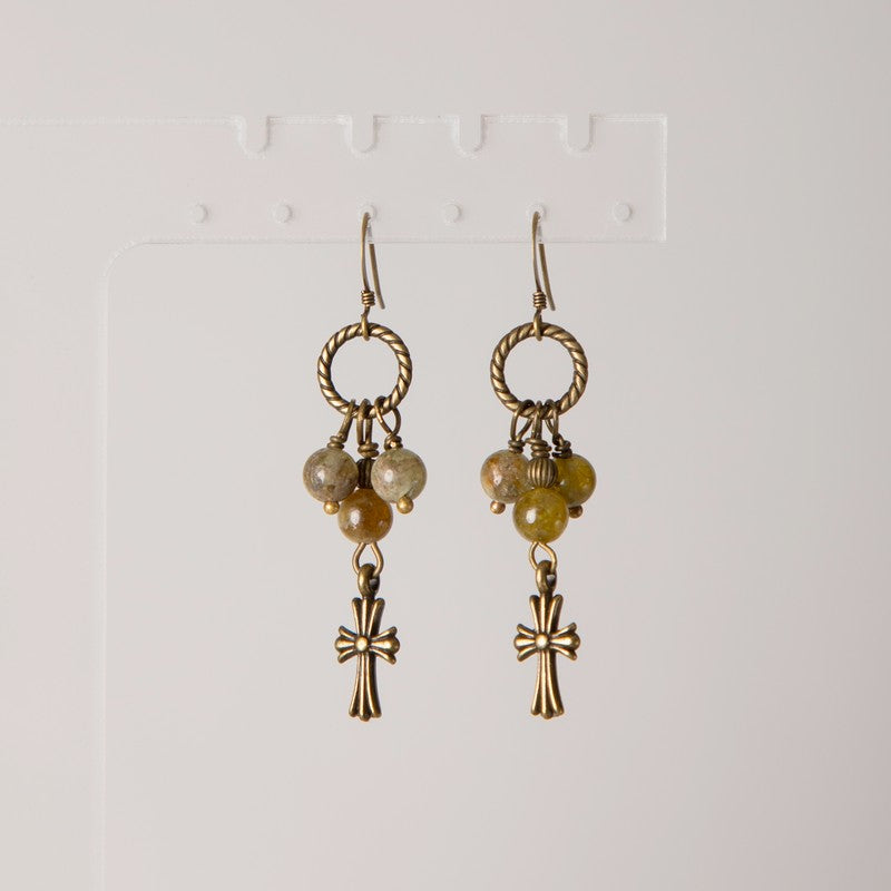 Jennifer’s Green Garnet Cross Earrings