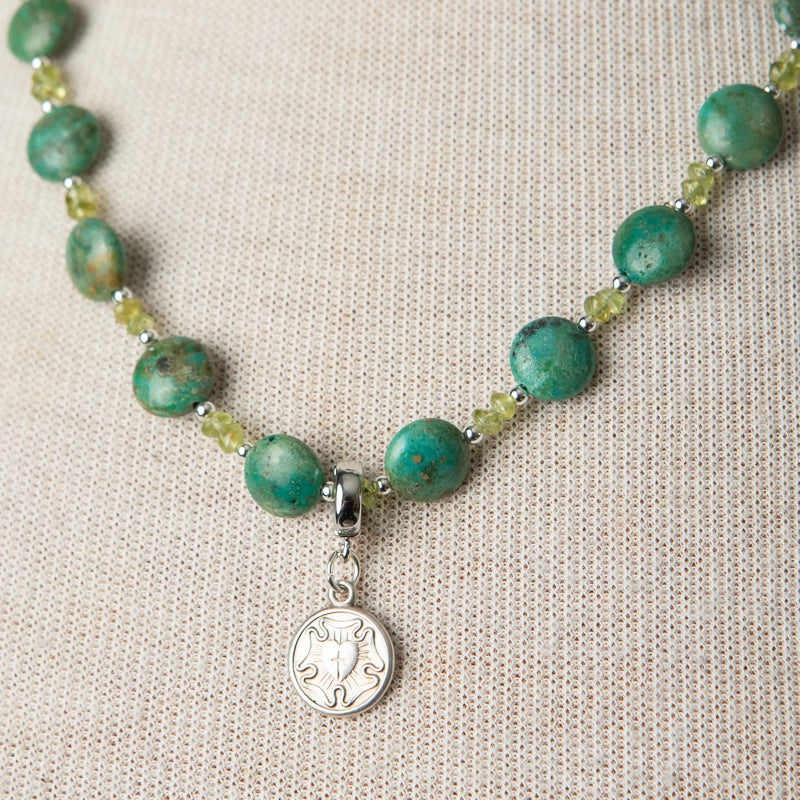 Jennifer’s Peridot and Turquoise Luther’s Rose Necklace and Earring Set