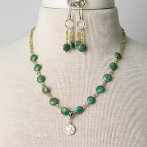 Jennifer’s Peridot and Turquoise Luther’s Rose Necklace and Earring Set