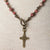 Jennifer’s Pink Maifan, Jade, Smokey Quartz Filigree Cross Necklace and Earring Set