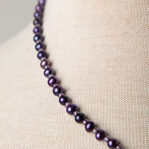 Jennifer’s Purple Pearl and CZ Grapevine Cross Necklace