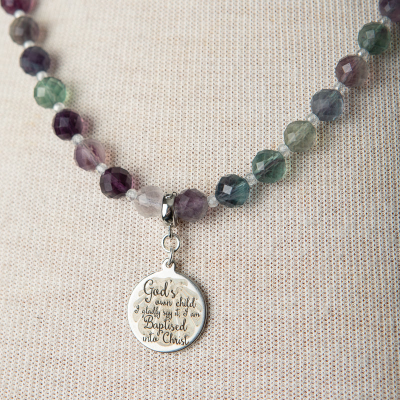 Jennifer’s Rainbow Fluorite Baptism Necklace