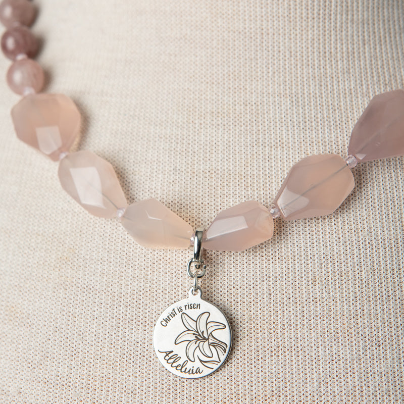 Jennifer’s Rose Quartz and Lepidolite Alleluia Necklace