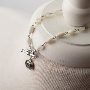 Jennifer’s Silver Luther’s Rose Mother of Pearl Rosary Chain Bracelet