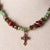 Jennifer’s Turquoise, Smoky Quartz, and Czech Glass Copper Cross Necklace and Earring Set