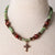 Jennifer’s Turquoise, Smoky Quartz, and Czech Glass Copper Cross Necklace and Earring Set