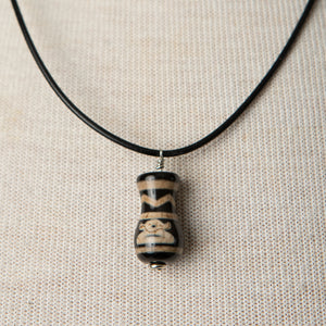 Jennifer’s Unisex Black Leather Jar of Clay Necklace