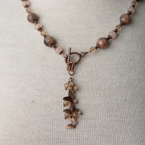 Jennifer’s Chocolate Moonstone  and Copper Butterfly Necklace