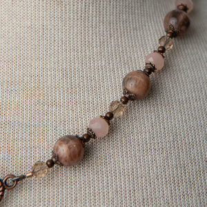 Jennifer’s Chocolate Moonstone  and Copper Butterfly Necklace