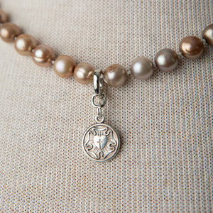 Jennifer’s Golden Knotted Pearl Luther’s Rose Necklace