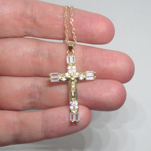 Kelly's Crystal Baguette Crucifix Necklace