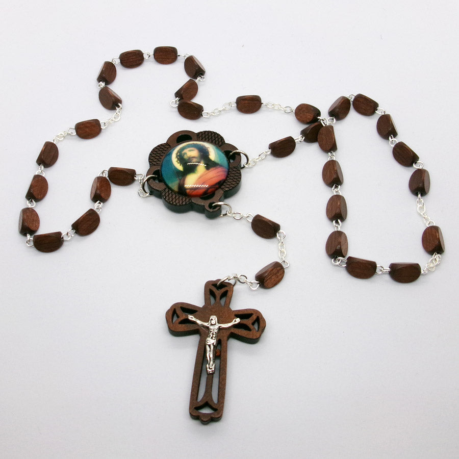 Kelly's Dark Wood Ecce Homo Prayer Beads