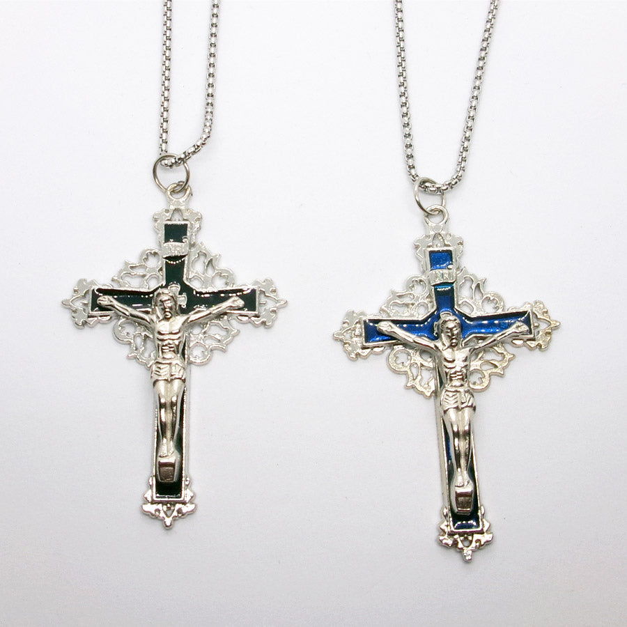 Kelly's Fancy Enameled Crucifix Necklace