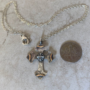 Kathy's Handcrafted Mixed Metal Fleur-De-Lis Cross Necklace