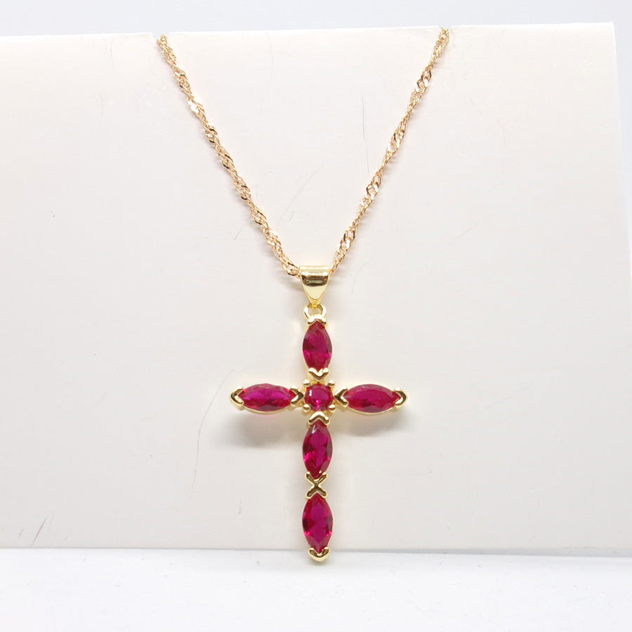 Kelly's Marquis Crystal Cross Necklace