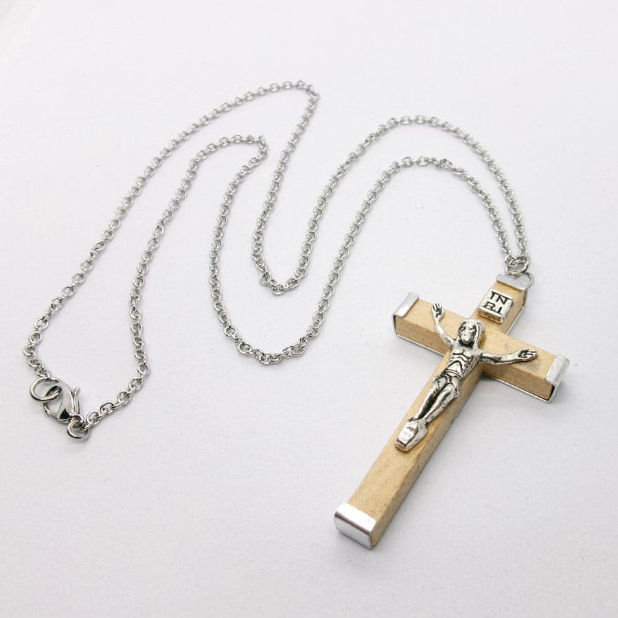 Men's Black CZ Crucifix Cross Pendant Necklace
