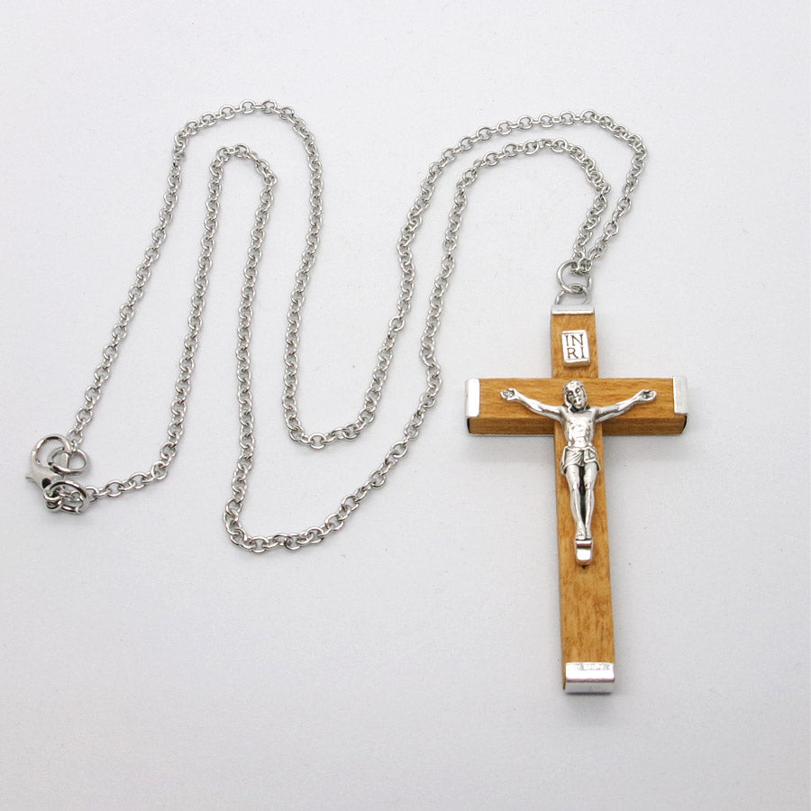 Kelly's Midtone Wood Crucifix Necklace