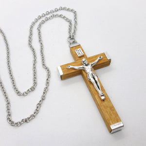 Kelly's Midtone Wood Crucifix Necklace