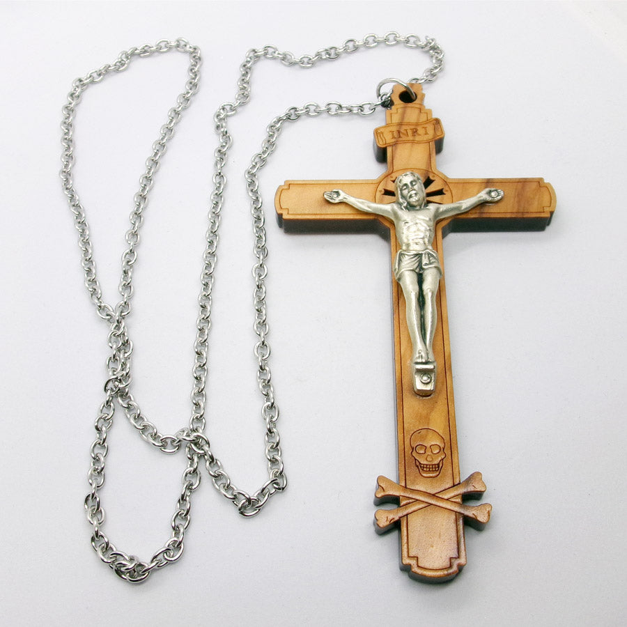 Kelly's Olive Wood Pectoral Crucifix Necklace