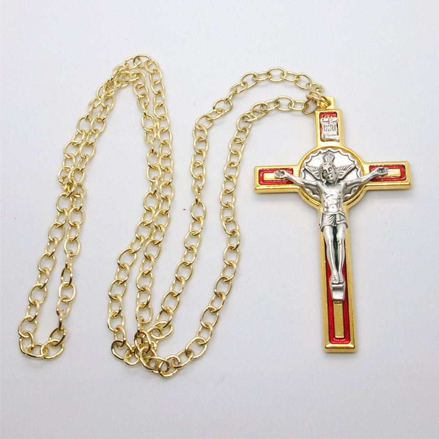 Kelly's Gold/Red Holy Spirit Crucifix Necklace