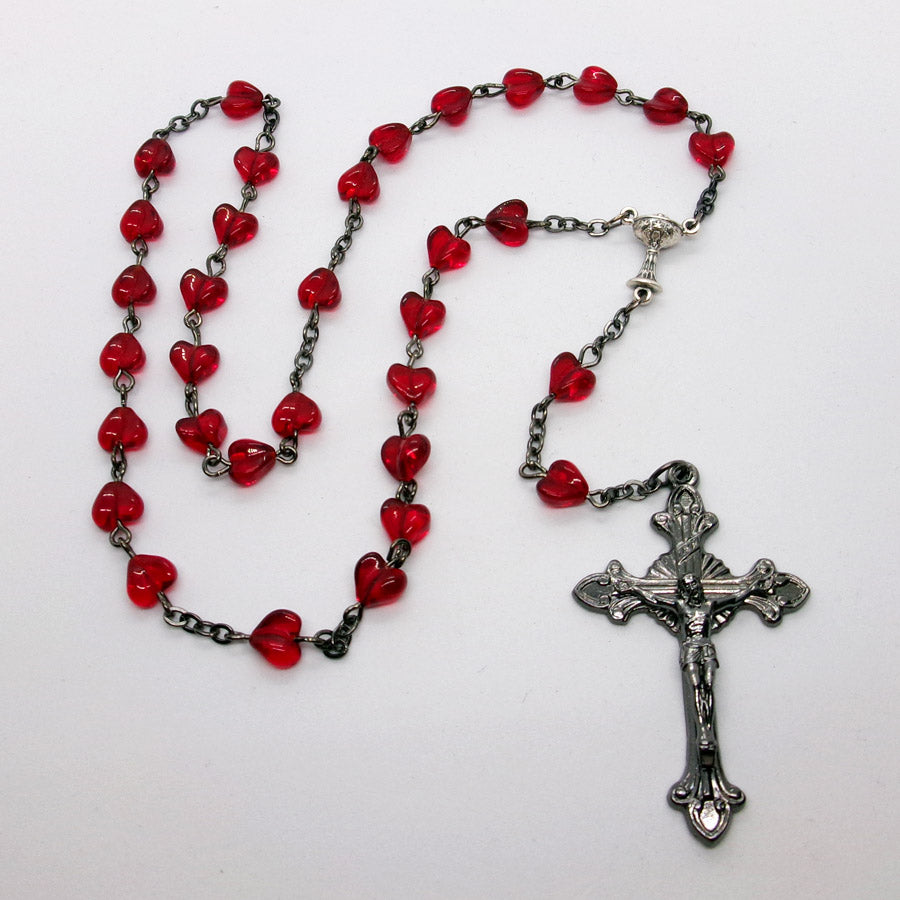 Kelly's Red Heart Gunmetal Prayer Beads