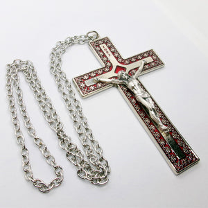 Kelly's XL Red Enamel Crucifix Necklace