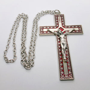 Kelly's XL Red Enamel Crucifix Necklace